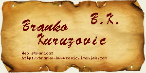 Branko Kuruzović vizit kartica